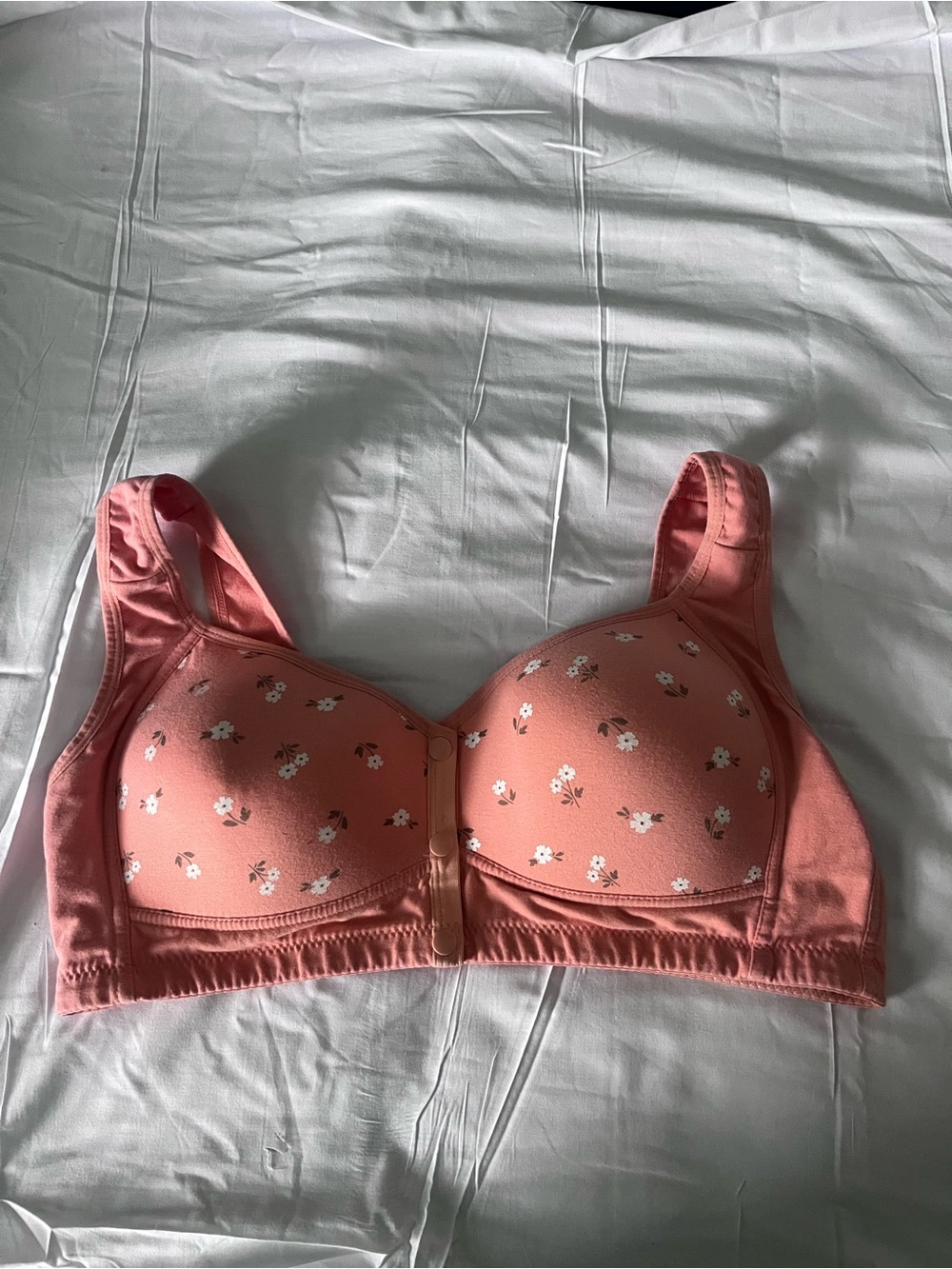Floral Wireless Comfort Bra in Coral